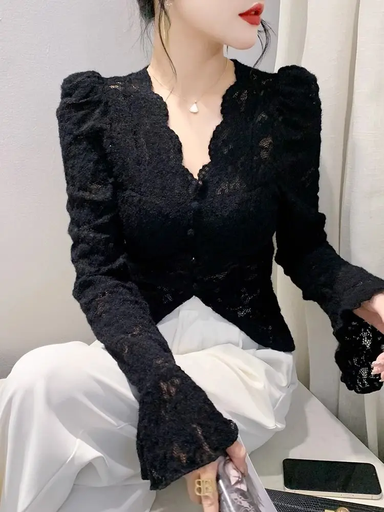 Весна-лето кружевная футболка тонкая - Фотография_3