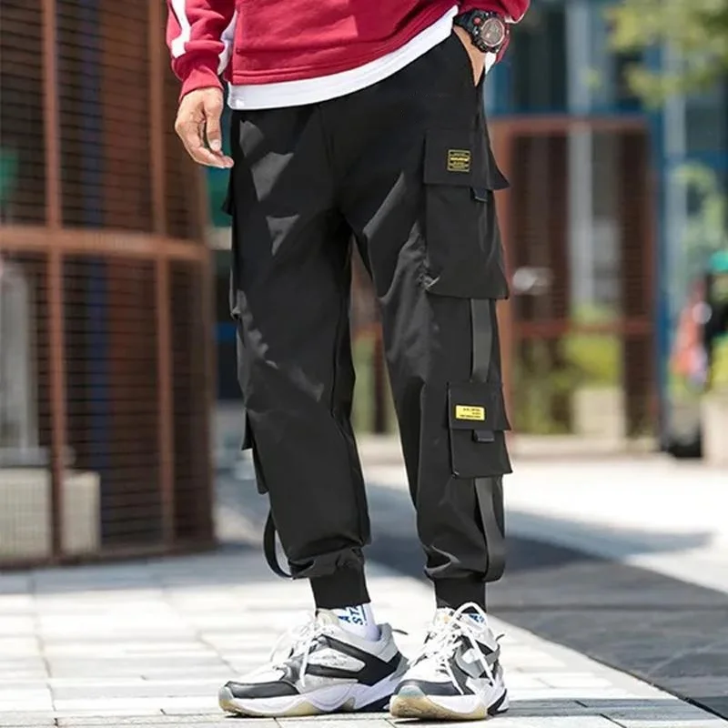 Мужские черные карманные брюки-карго - Фотография_2