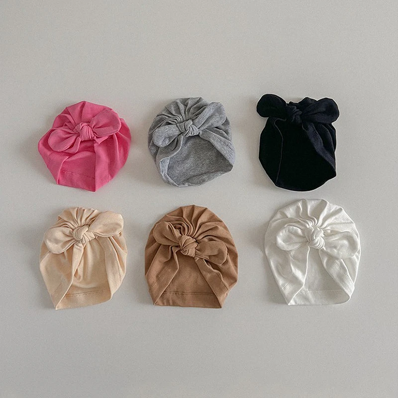 Однотонная детская шапка-тюрбан из чистого хлопка - Фотография_5