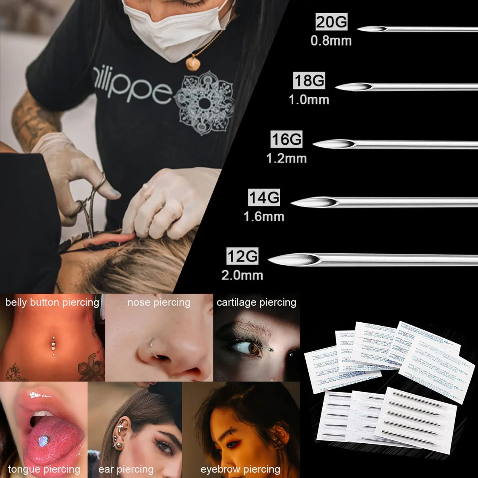 Игла для пирсинга 6g 8g 12g 13g - Фотография_2