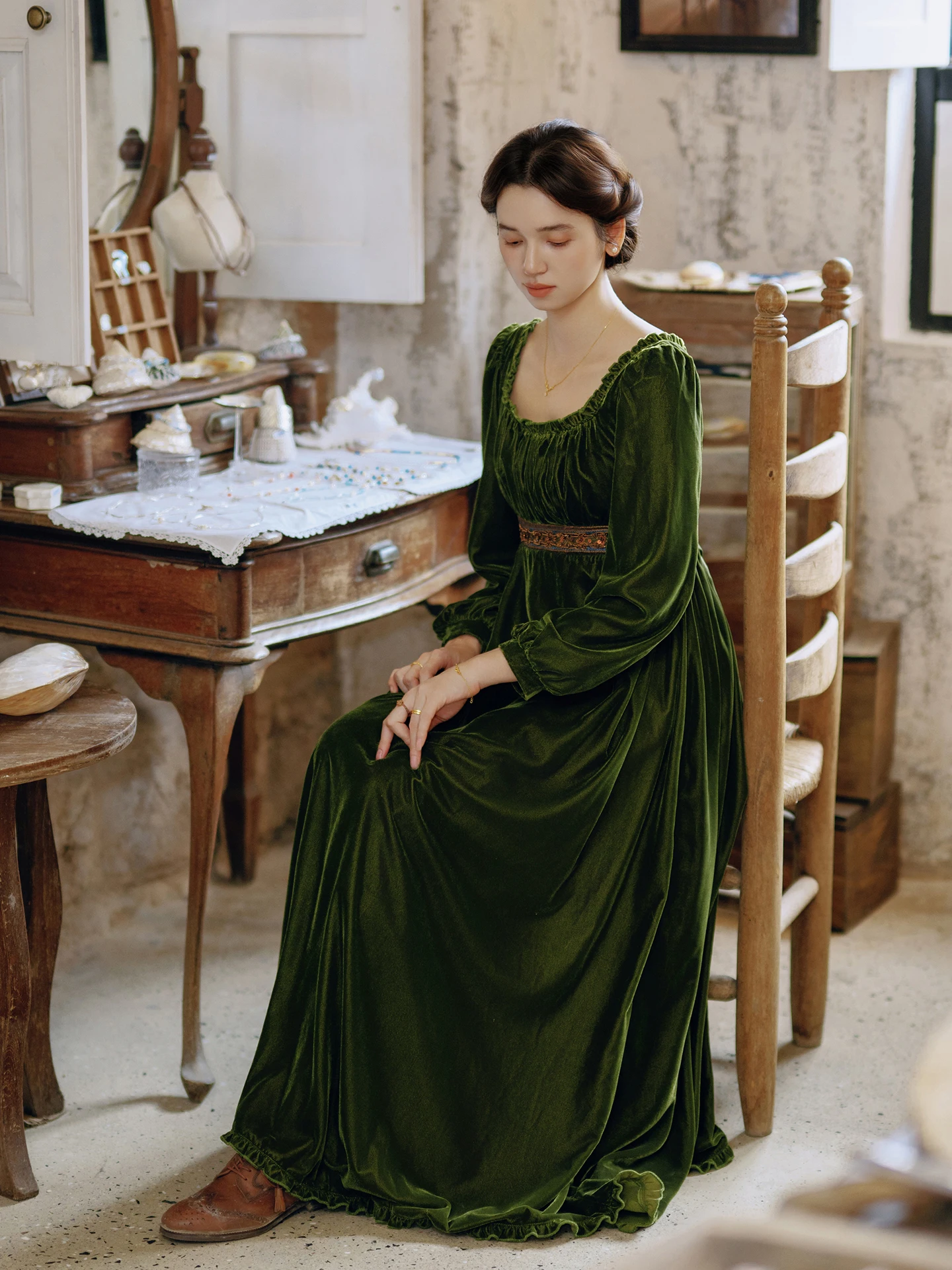 Tiyihailey женское бархатное платье с длинным рукавом - Фотография_3