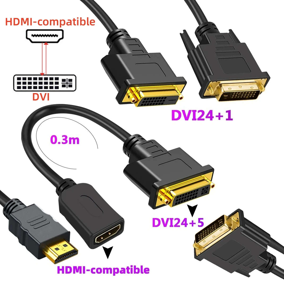 1080p hdmi-совместимый адаптер dvi