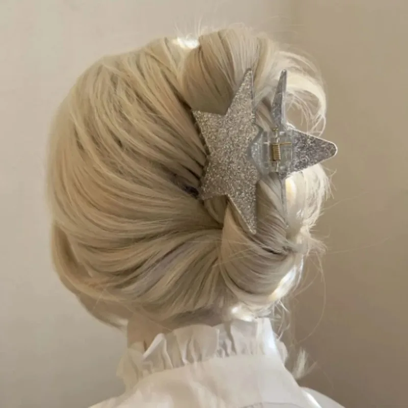 Y2k большая заколка для волос с пятиконечной звездой - Фотография_6