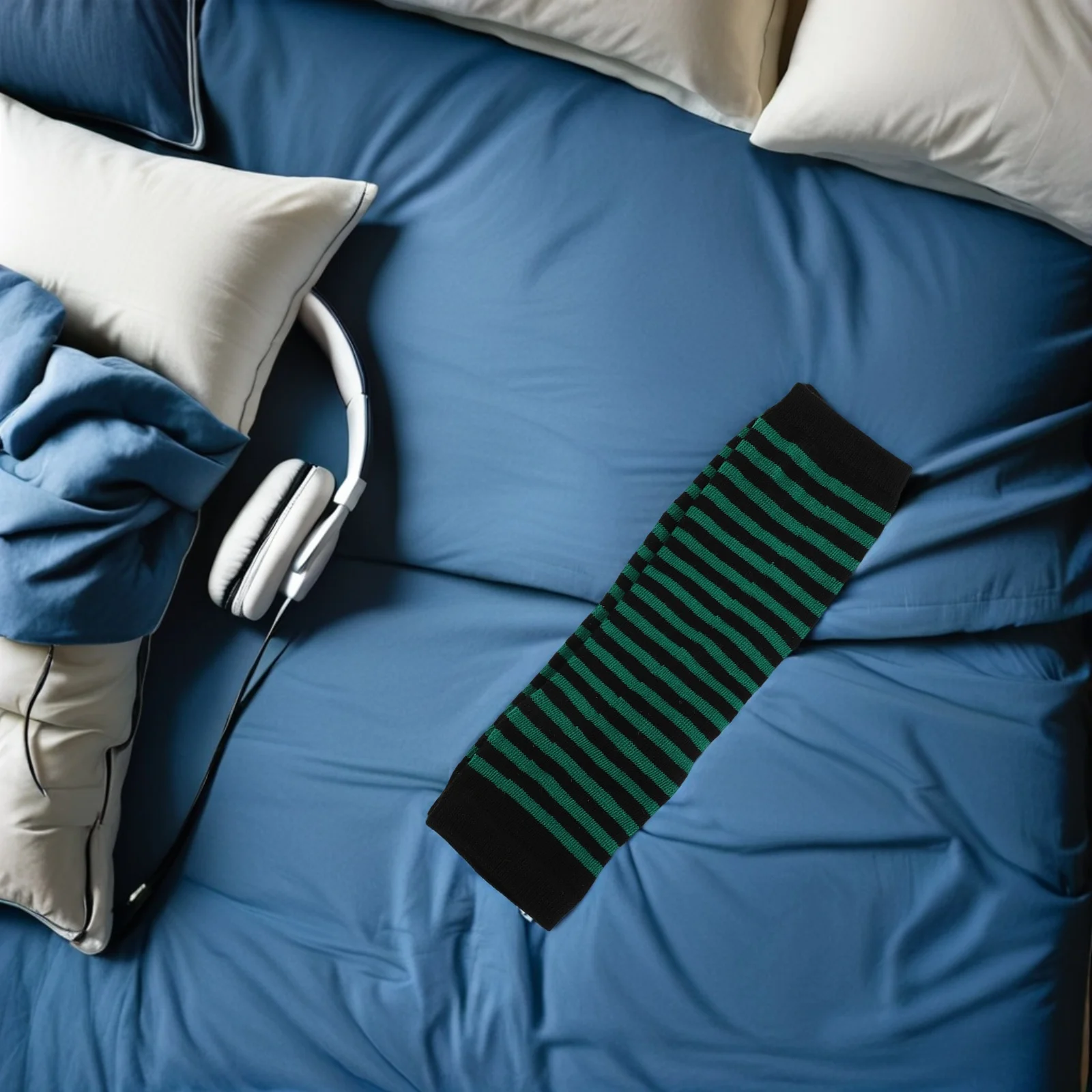 Длинные полосатые перчатки без пальцев - Фотография_3