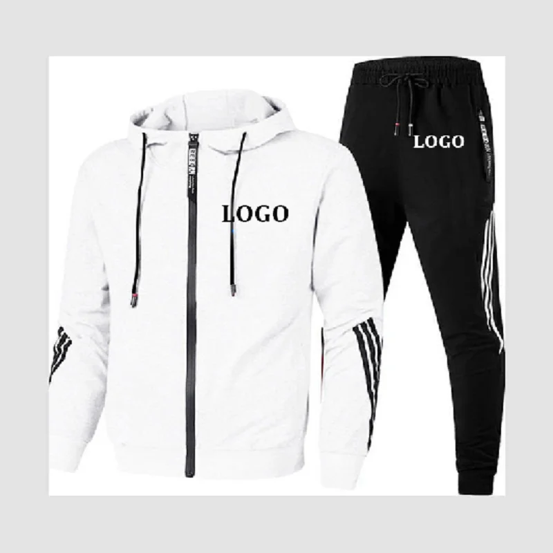 Весенне-осенний комплект с капюшоном и рисунком логотипа - Фотография_5