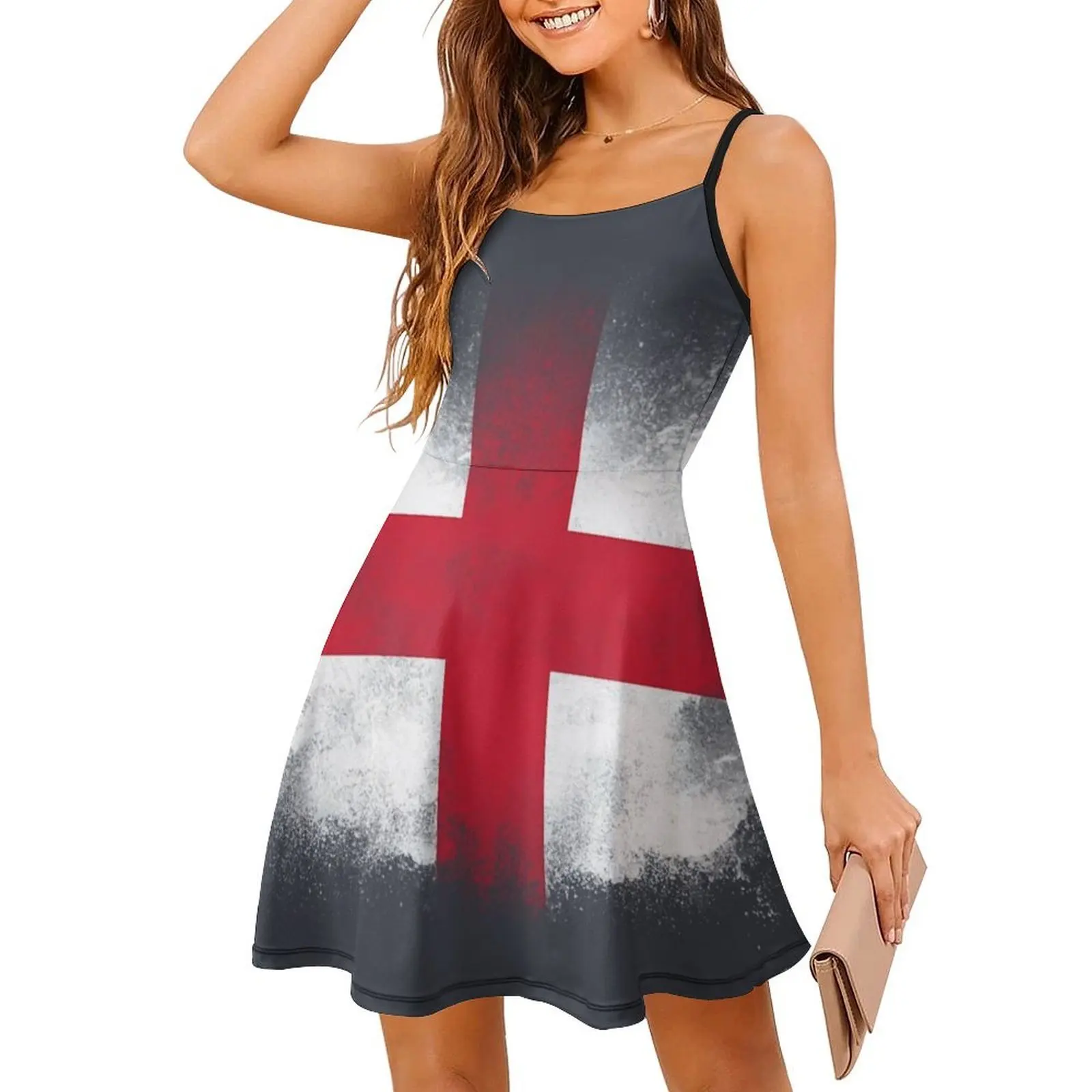 Мини-платье в консервативном стиле с флагом англии для женщин - Фотография_3