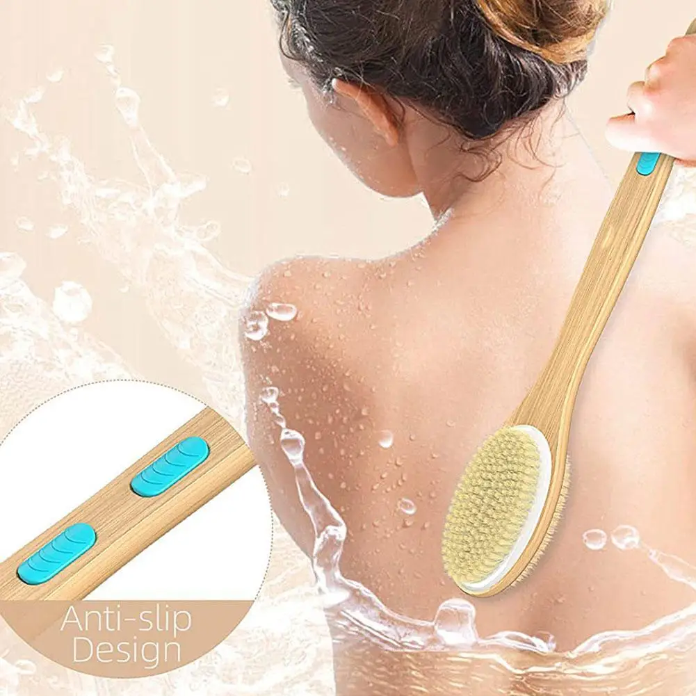 Бамбуковая щетка для душа с мягкой и жесткой щетиной - Фотография_2