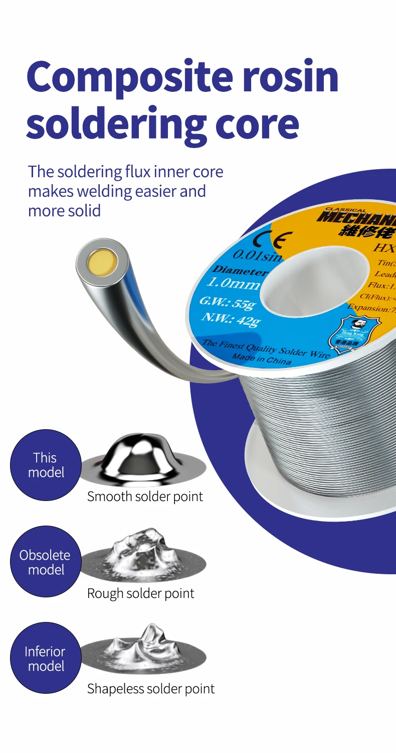 【mechanic】 hx-t100 55g soldering wire mild rosin core 0 - Фотография_6