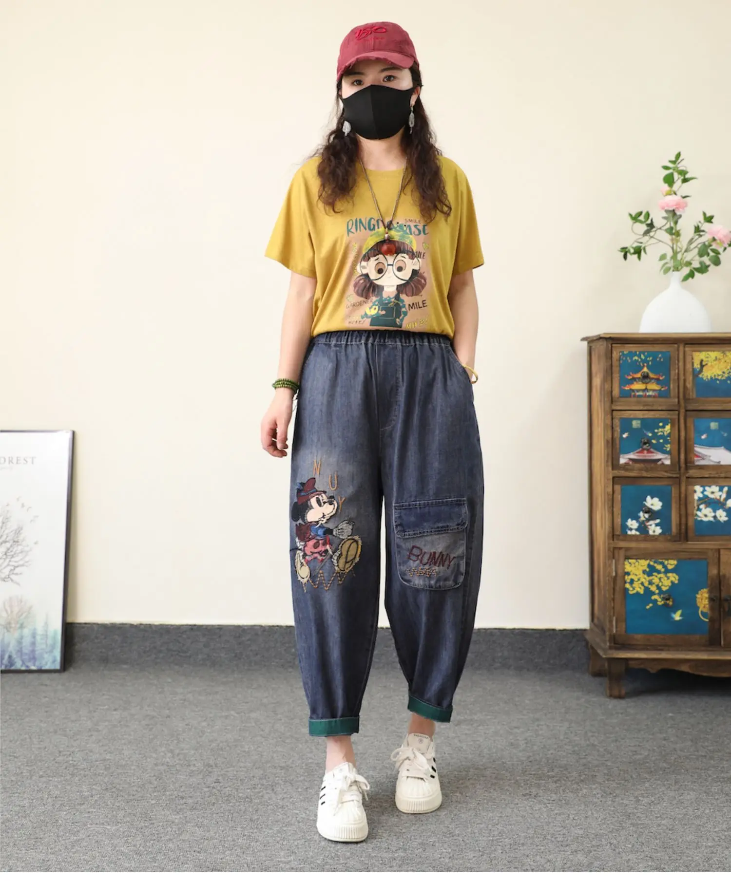 Мультяшные джинсы с надписью микки - Фотография_6