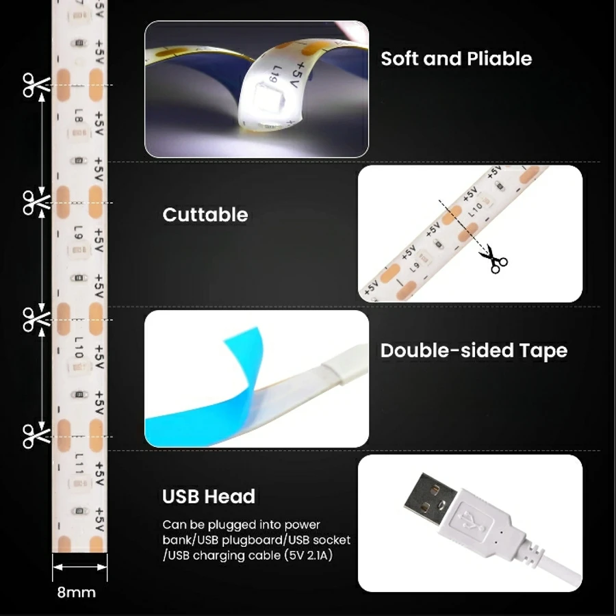 Usb 2 в 1 светодиодная лента с - Фотография_4