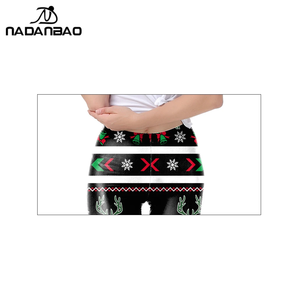 Nadanbao зеленые рождественские леггинсы с принтом оленя - Фотография_6