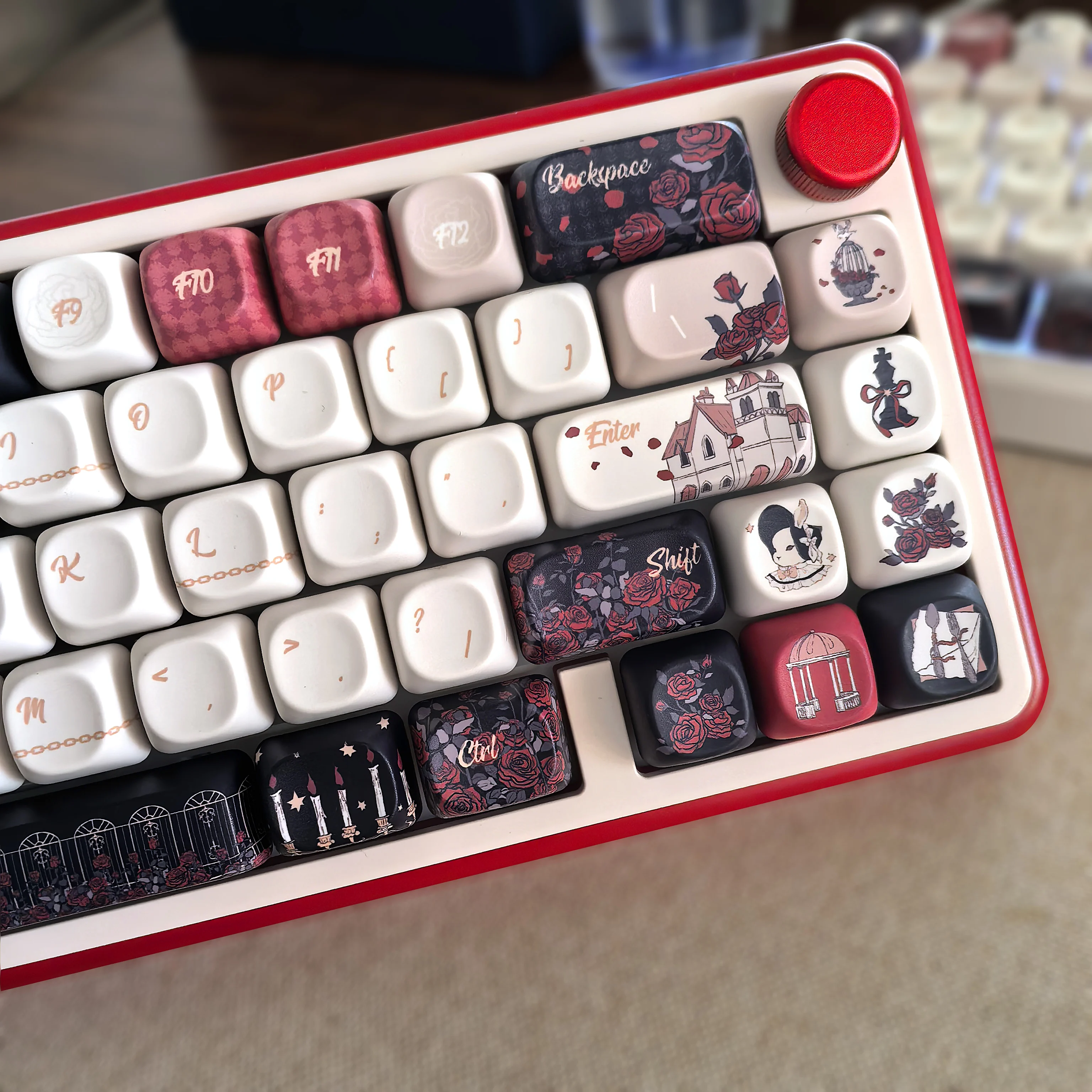 Красный, черный готический розовый колпачок moa cherry profile pbt - Фотография_5