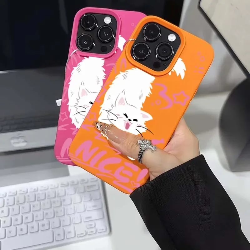 Чехол для телефона с милым котом и рисунком личи для iphone 15 - Фотография_2