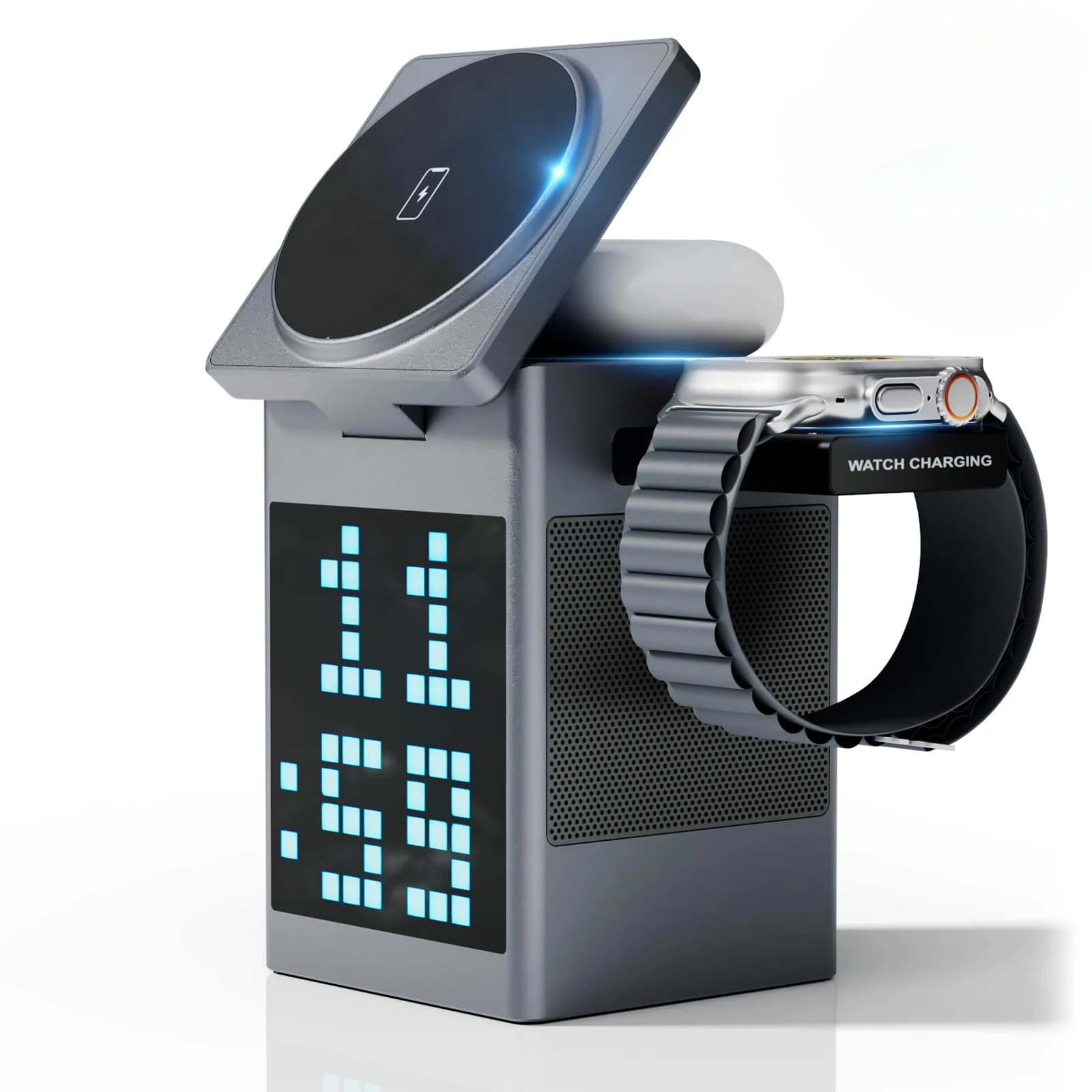 Магнитная беспроводная зарядная станция 6-в-1 с динамиком bluetooth