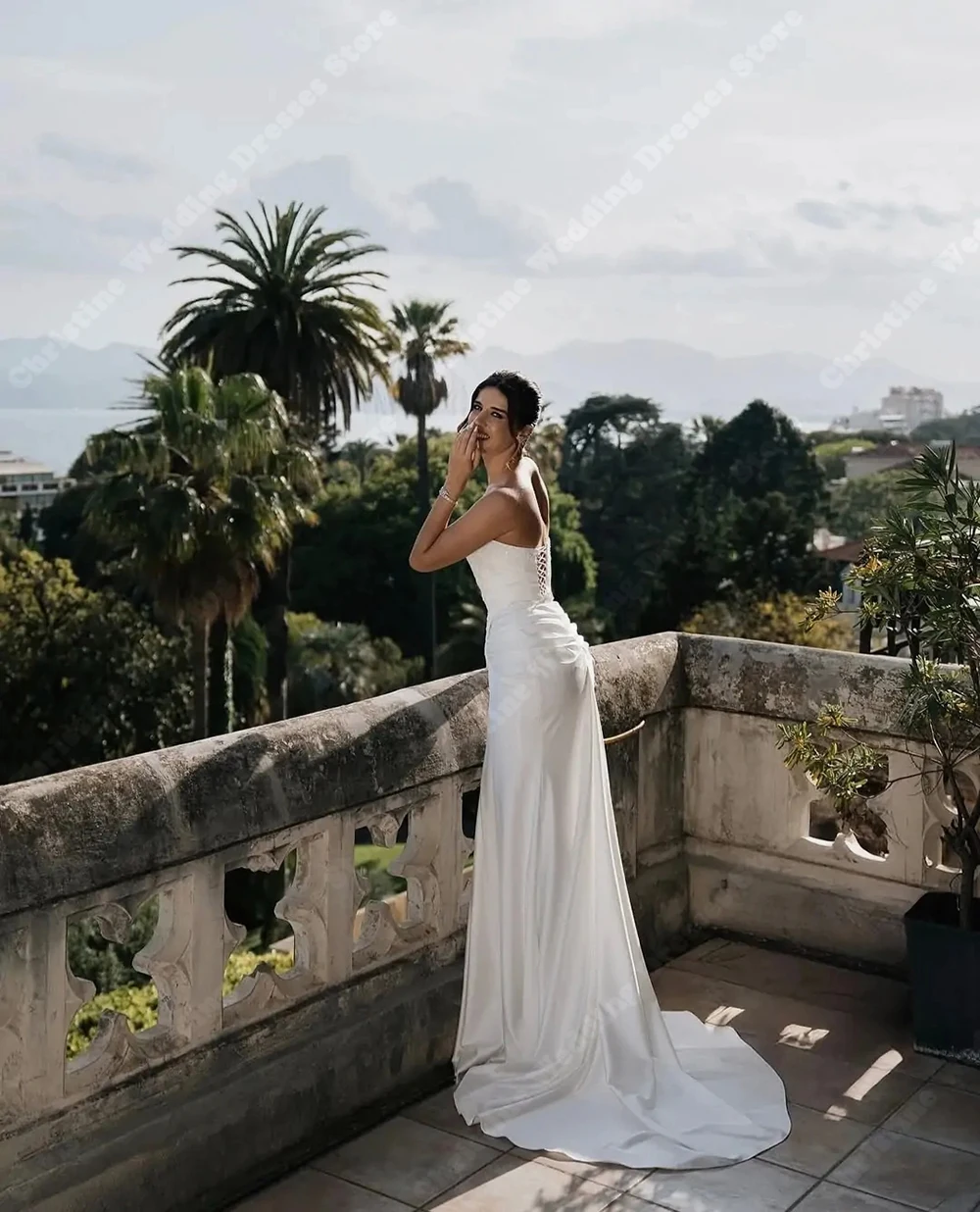 Современные плиссированные женские свадебные платья русалки - Фотография_2