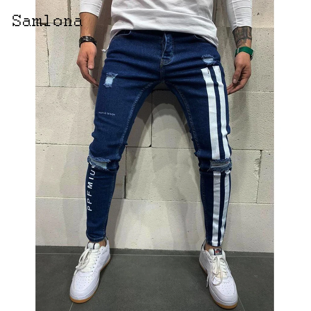 Джинсы samlona мужские модные узкие - Фотография_6