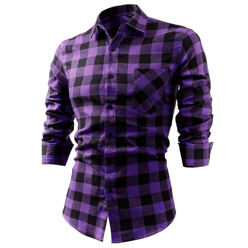 Персонализированная новая клетчатая мужская рубашка с длинными рукавами - Фотография_6