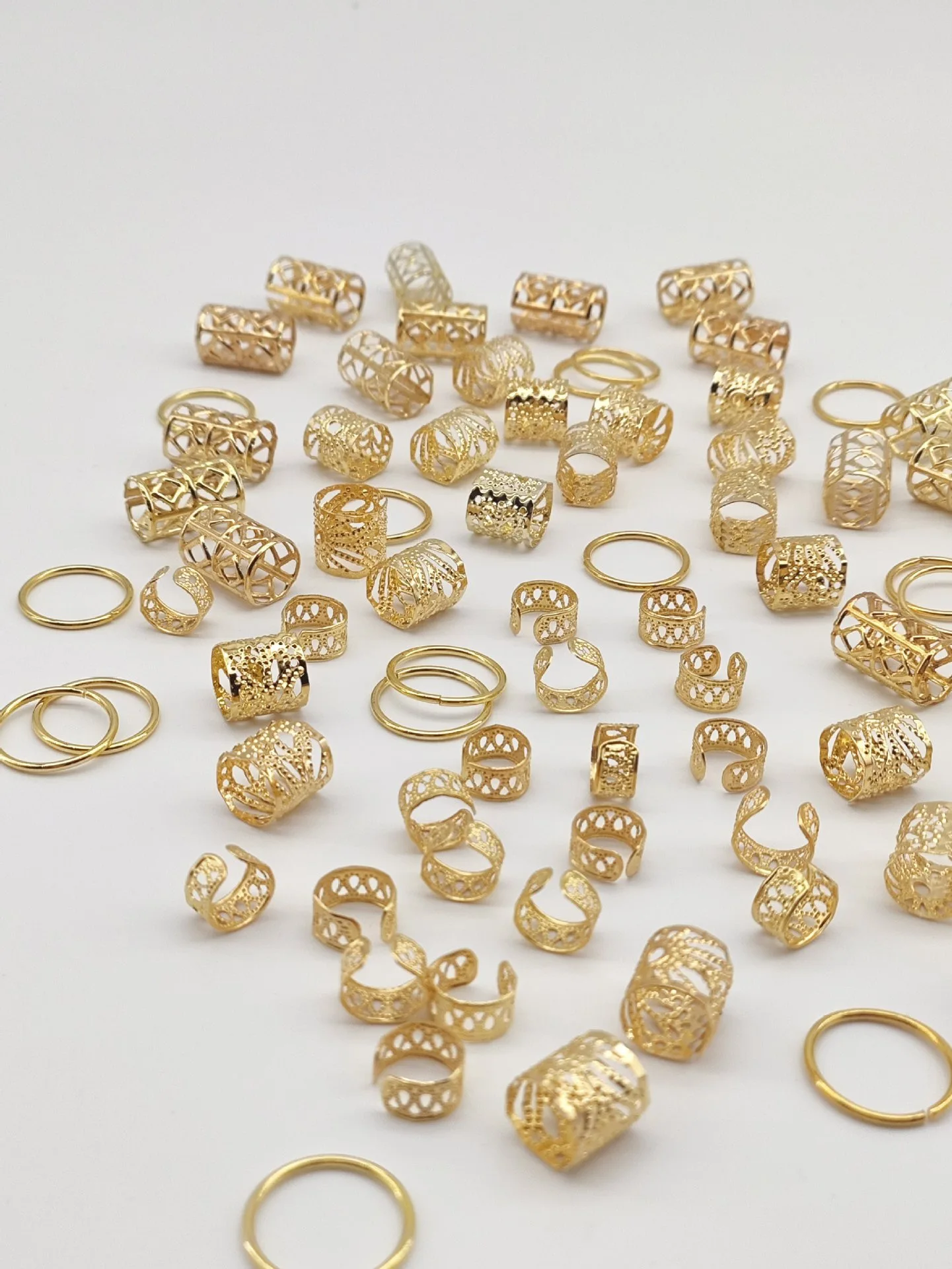 Золотые кольца для волос для косичек 80 шт - Фотография_6