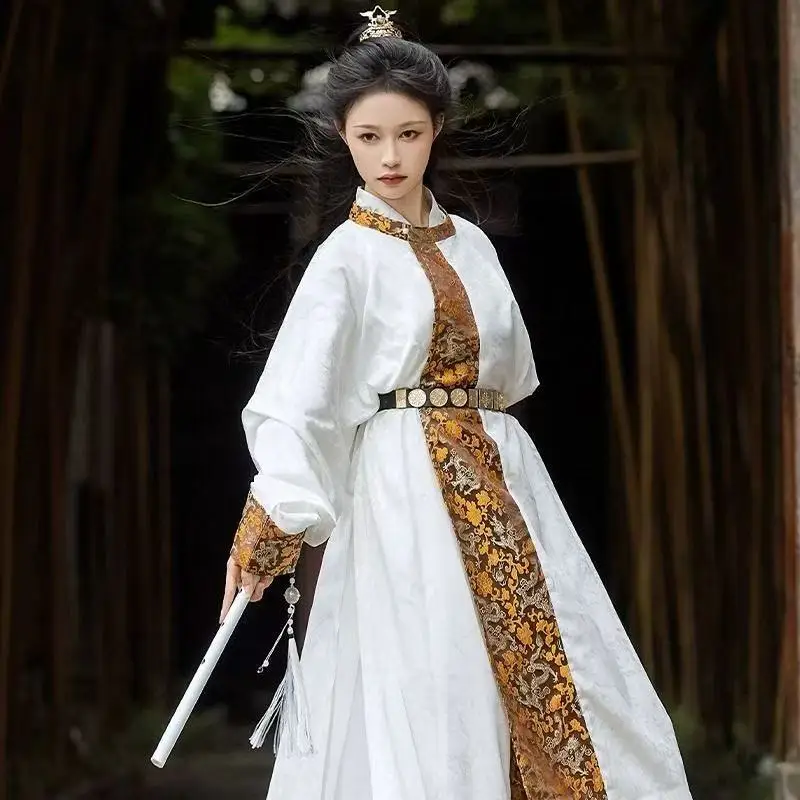 Оригинальный золотой тканый ханьфу для мужчин и женщин - Фотография_5