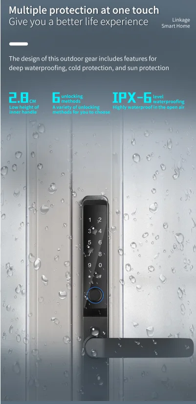 Тонкий умный алюминиевый дверной замок - Фотография_4