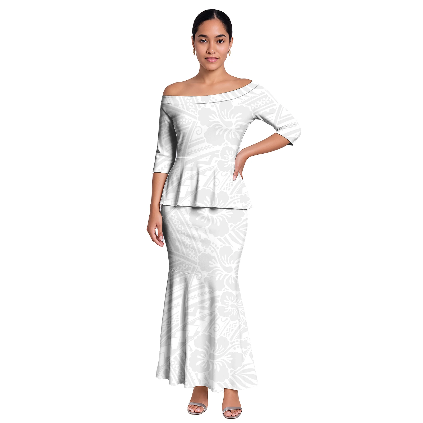 Белый дизайн, полинезийский принт - Фотография_6