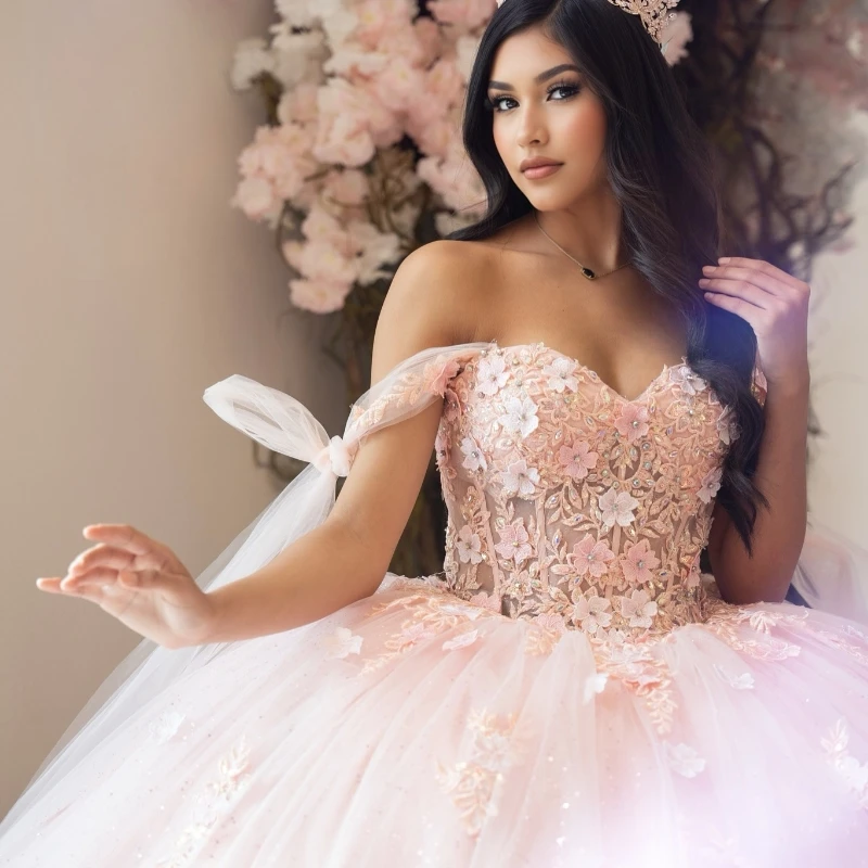 Розовые блестящие платья quinceanera - Фотография_2