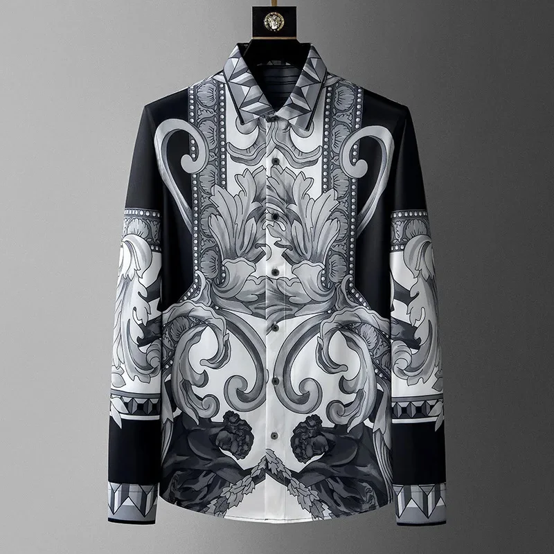 Мужская легкая роскошная 3d-рубашка с длинными рукавами - Фотография_3