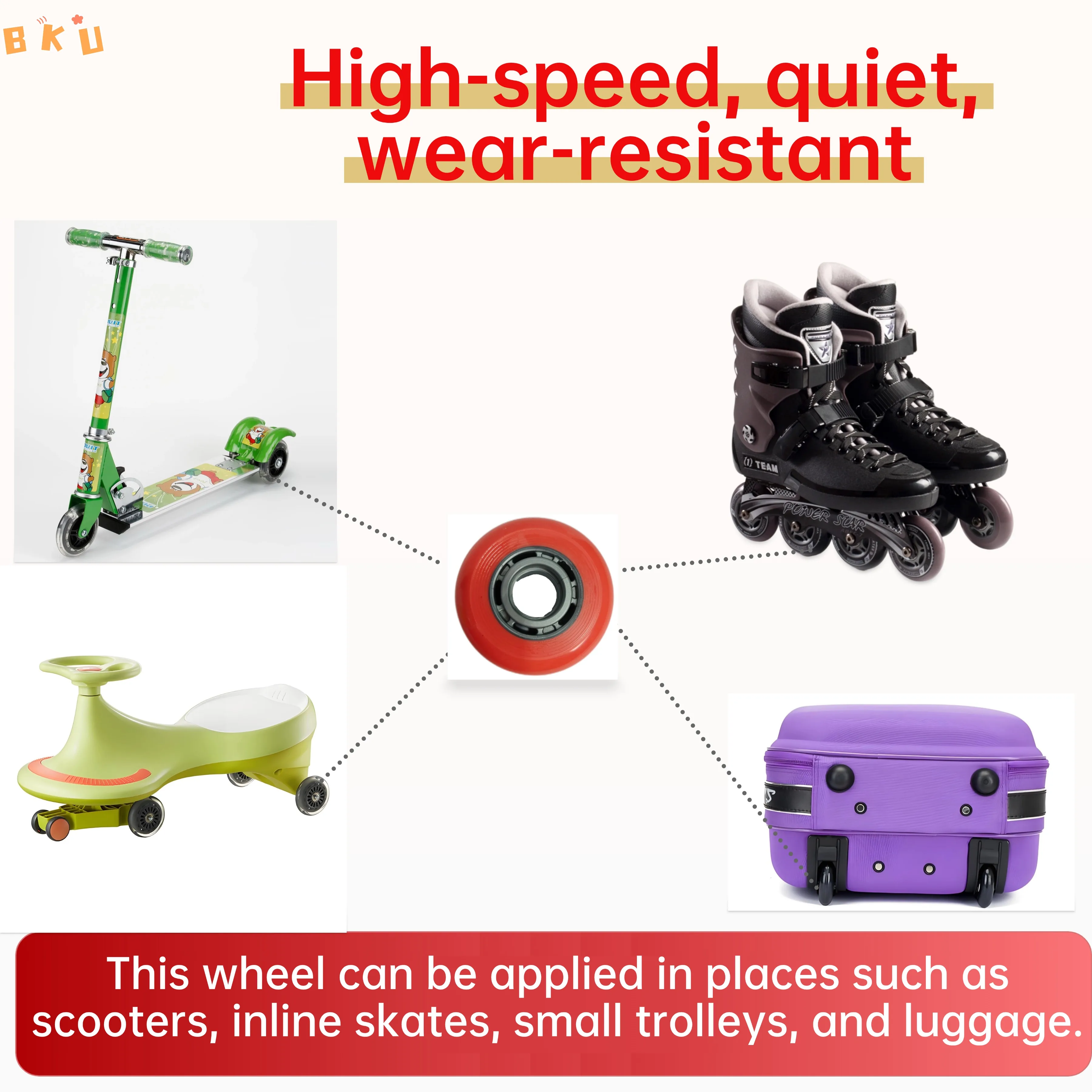 2 сменных колеса для роликовых коньков диаметром 72 мм с подшипниками - Фотография_6