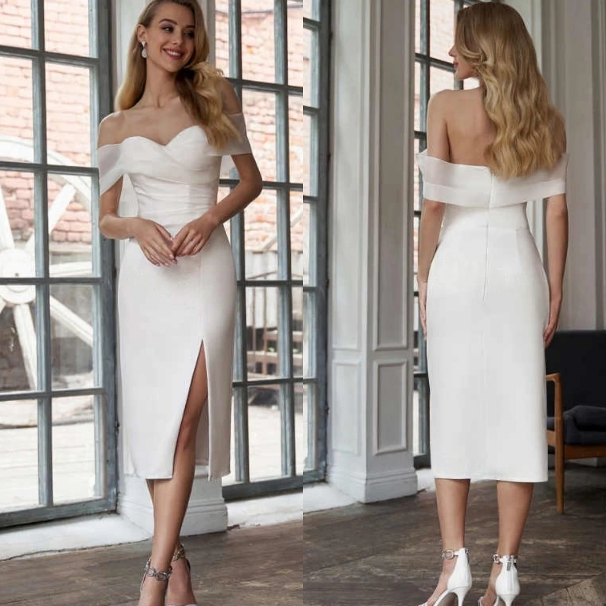 Белое шифоновое модное свадебное платье по индивидуальному заказу - Фотография_3