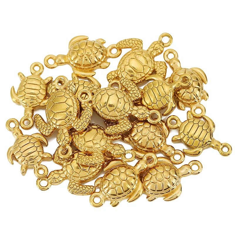 Подвески в виде черепахи из нержавеющей стали с двойным отверстием - Фотография_5