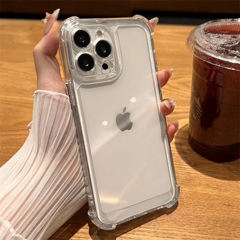 Роскошный противоударный прозрачный чехол для iphone 15 - Фотография_6
