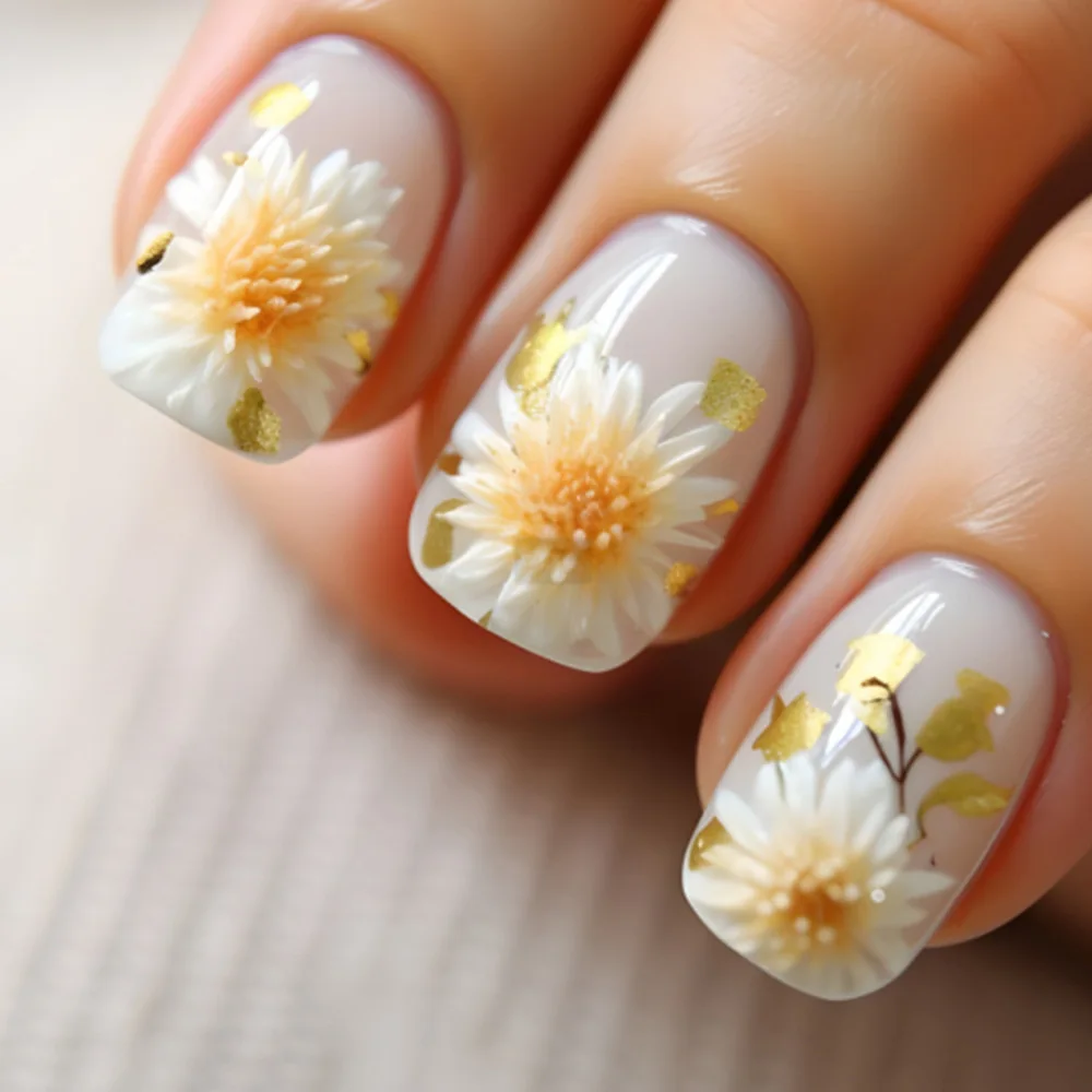 24pcs фиолетовые ногти цветочные - Фотография_6