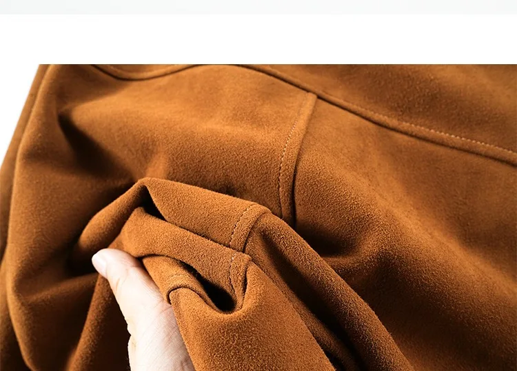 Детская замшевая кожаная куртка в стиле ретро для женщин - Фотография_5