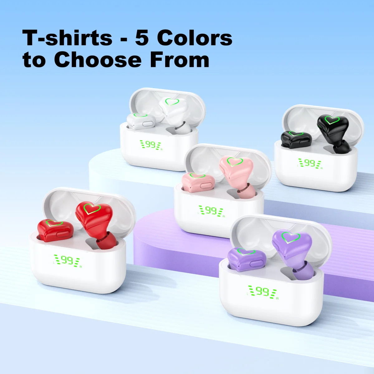 Новые беспроводные bluetooth-наушники в форме сердца