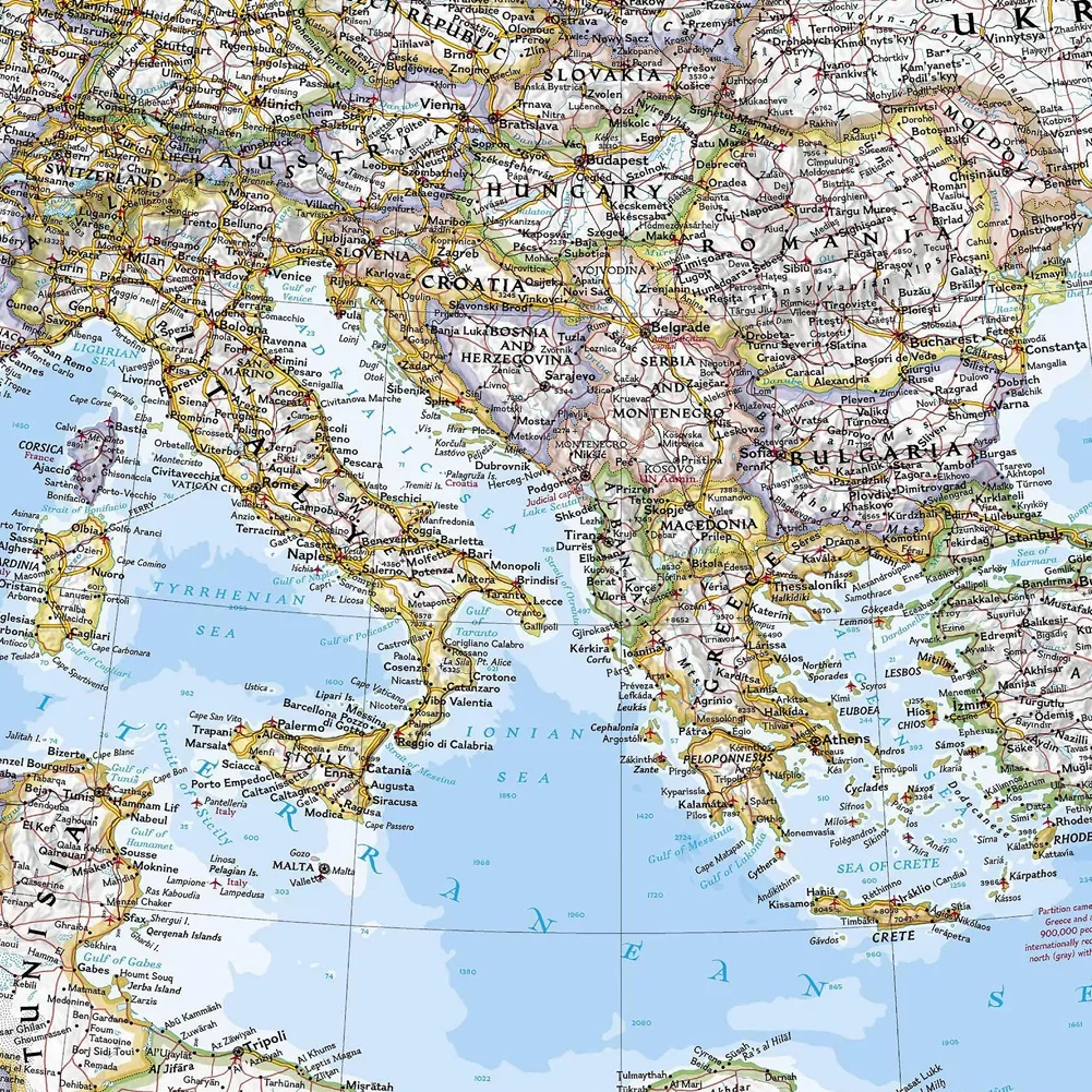 Складная винтажная европейская карта на английском языке - Фотография_5