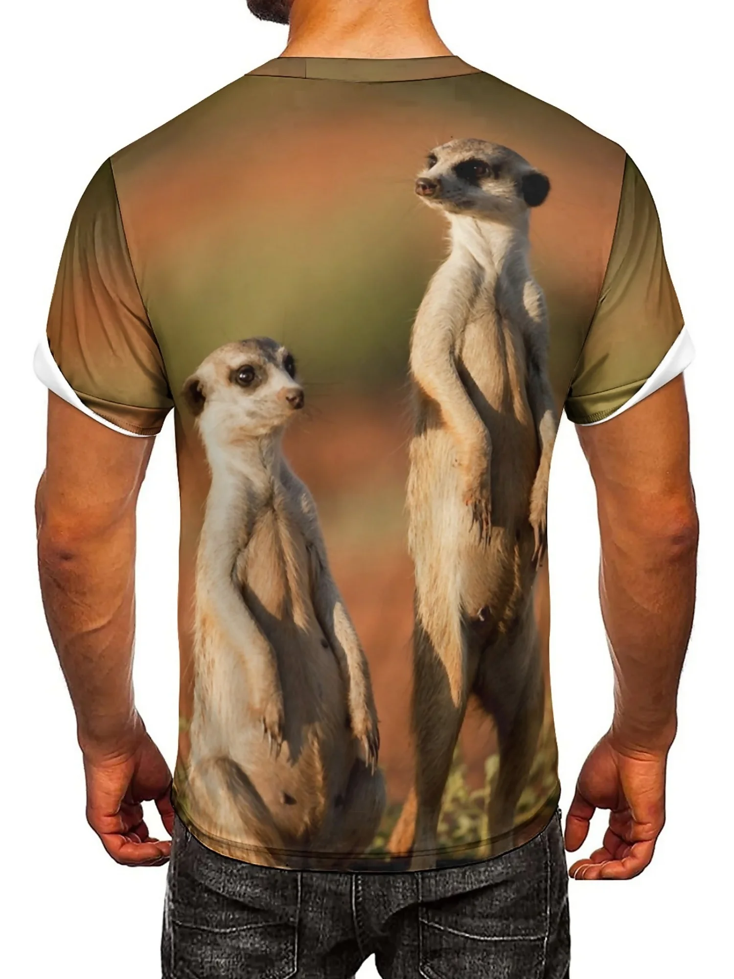 Мужская футболка с коротким рукавом с 3d принтом meerkat - Фотография_2