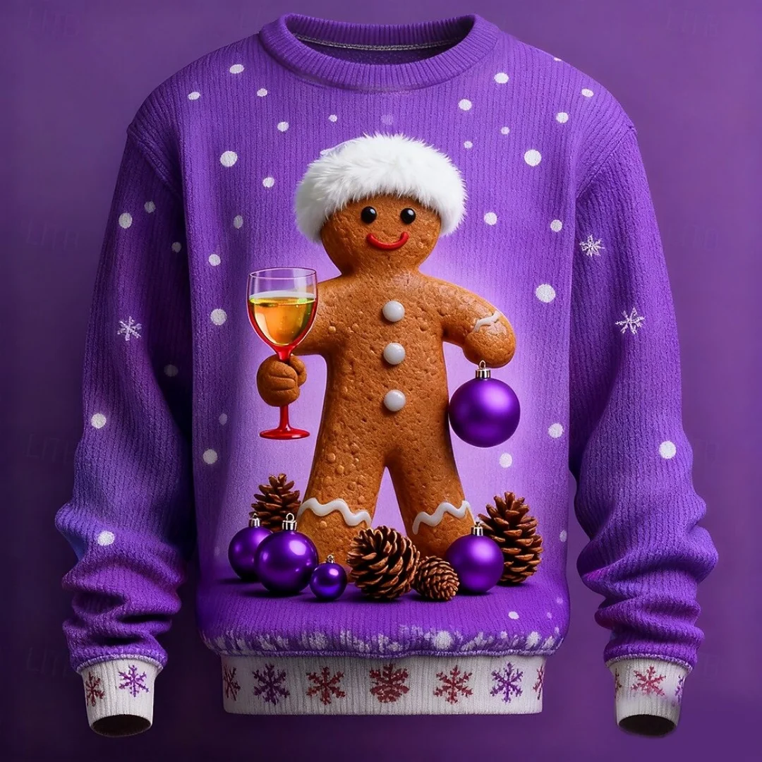 Новый рождественский теплый вязаный свитер с принтом оленя - Фотография_5