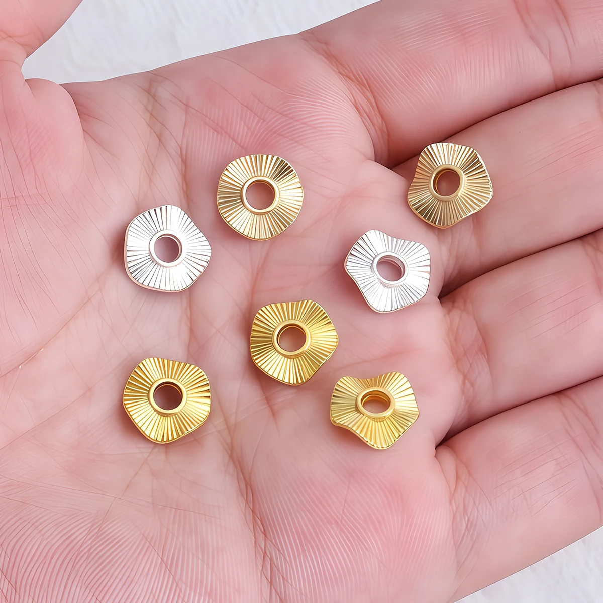 Плоские круглые металлические бусины-разделители в стиле барокко - Фотография_6