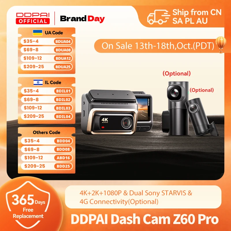 Новая видеорегистратор ddpai z60 pro 4k