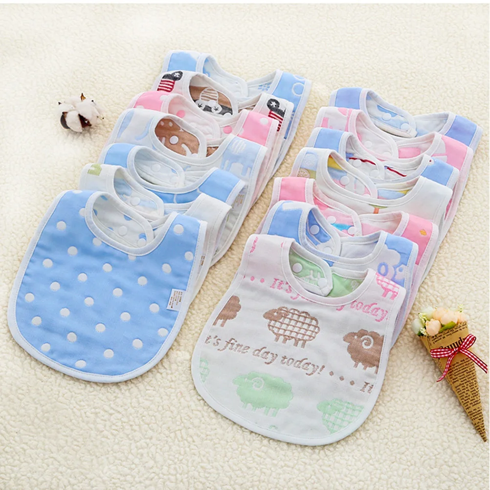 Кнопка-синие хлопковые нагрудники для слюней - Фотография_6