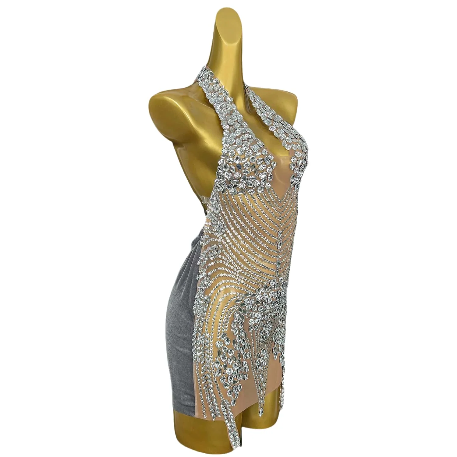 Meihuo блестящее короткое платье с бриллиантами