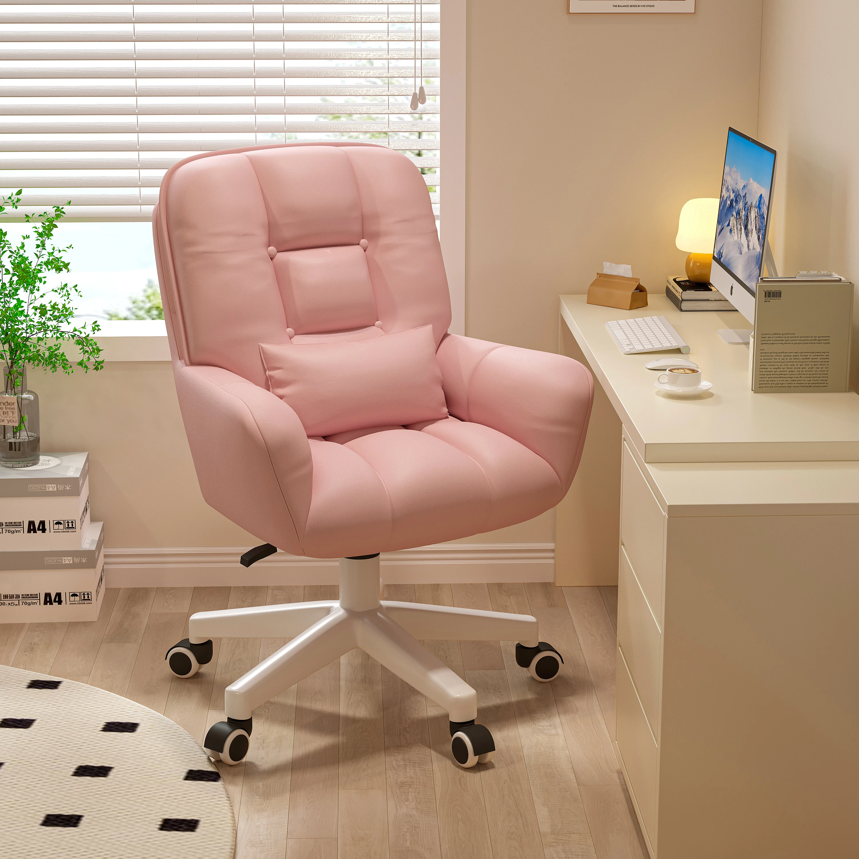 Розовый компьютерный офисный стул