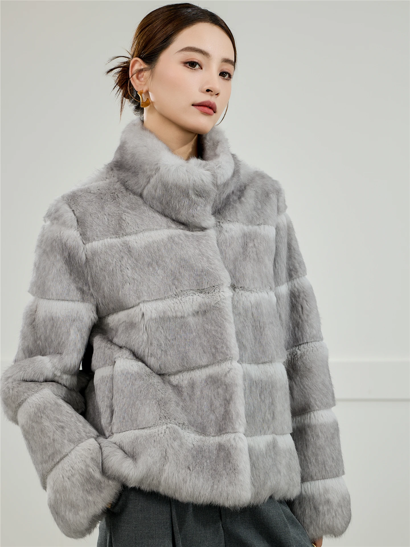 Женская куртка из 100% шуба натурального кроличьего меха - Фотография_2