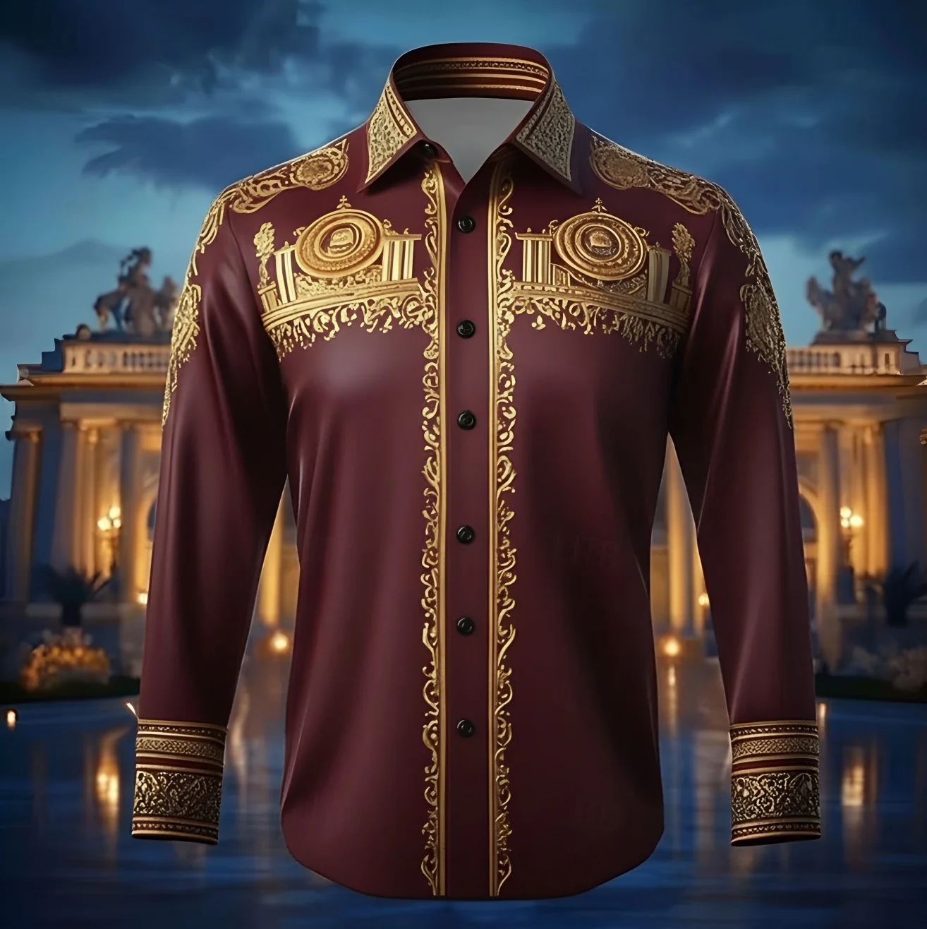 Мужская официальная рубашка в этническом - Фотография_4