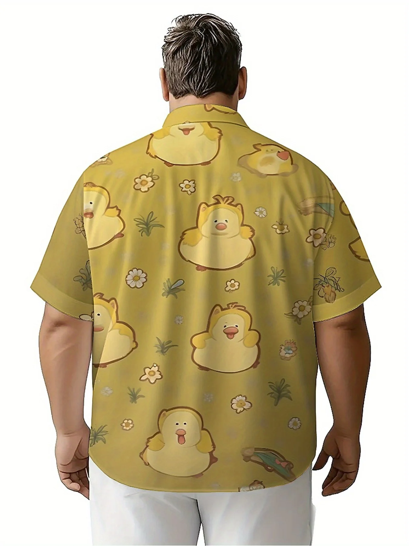 Мужские гавайские рубашки больших размеров с резиновым узором утки - Фотография_2