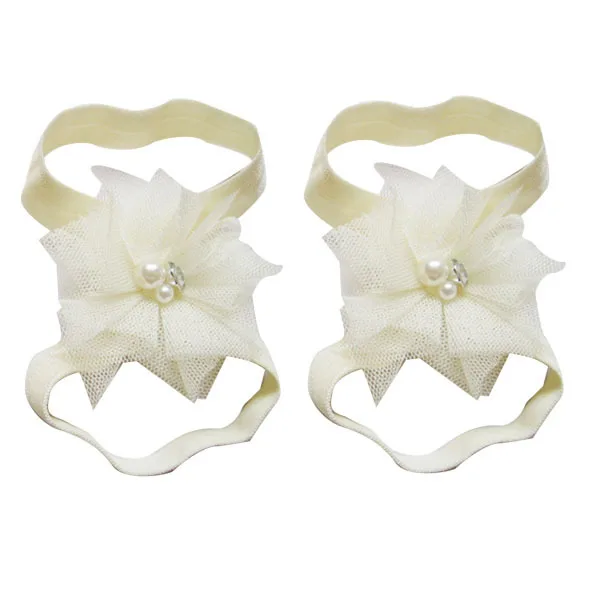 10 пар детских сандалий босиком с цветочным узором из шифоновой ткани - Фотография_2