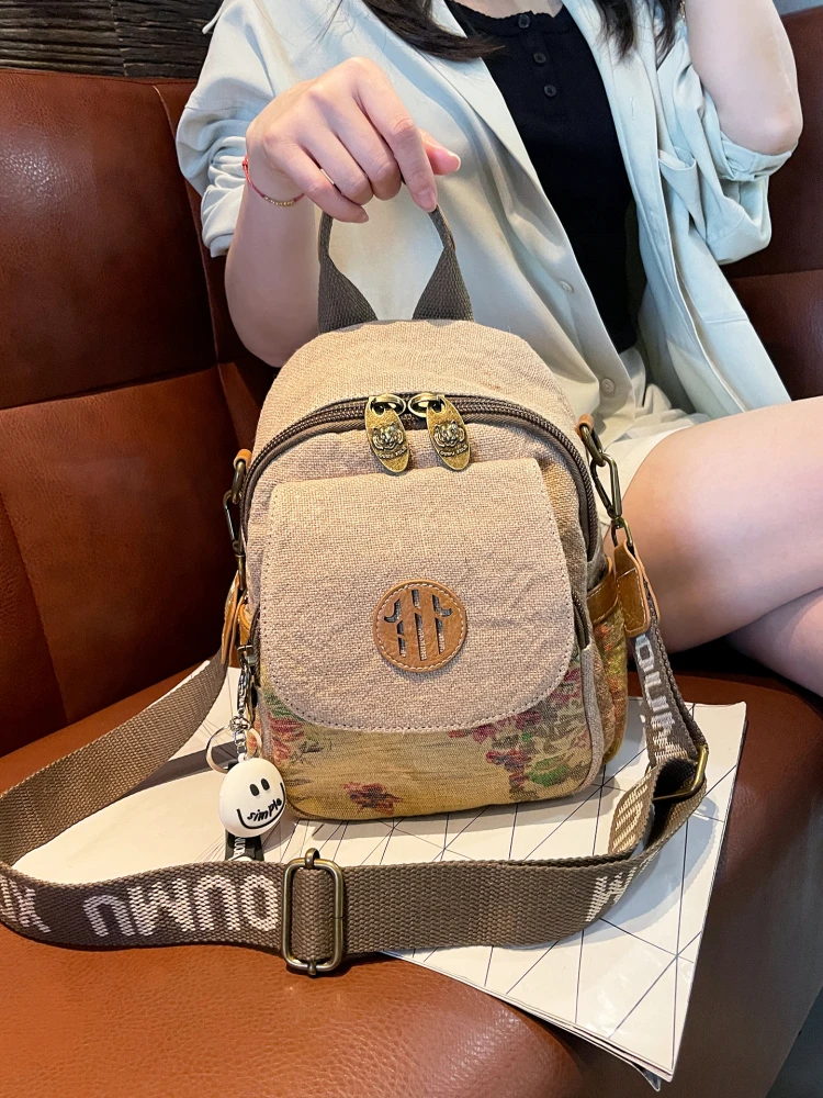 Хлопковый трехцелевой мини-рюкзак для женщин - Фотография_4