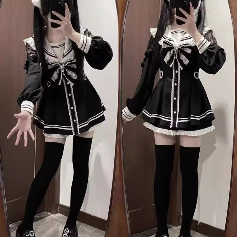 Jirai kei sailor черное платье