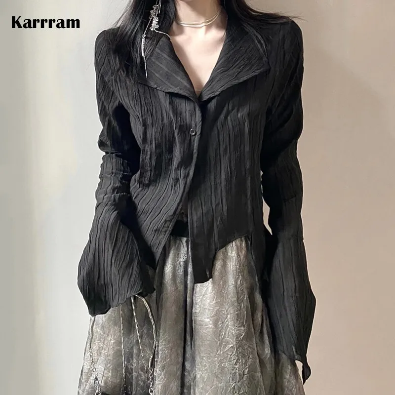 Karrram готическая черная рубашка