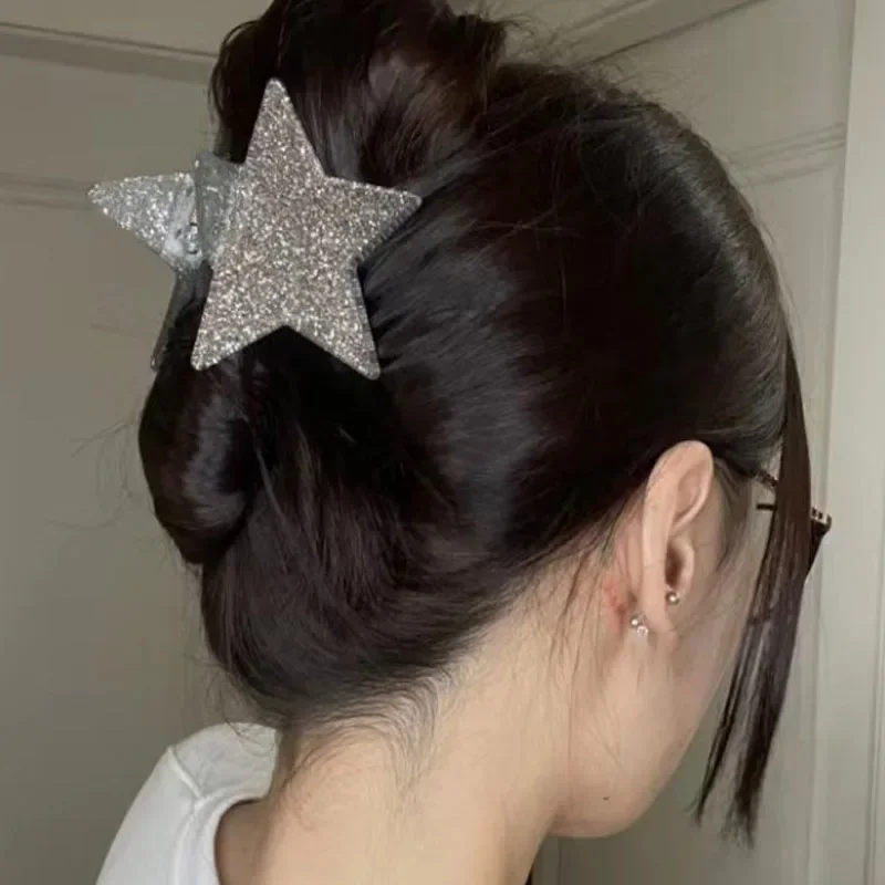 Y2k большая заколка для волос с пятиконечной звездой - Фотография_3